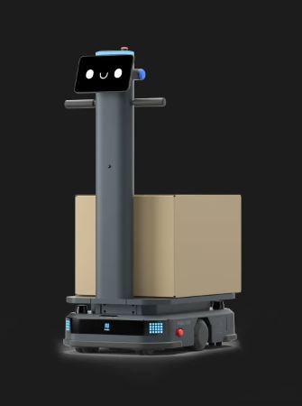 Transport-Roboter T300 mit Karton auf der Transportfläche Alpha11